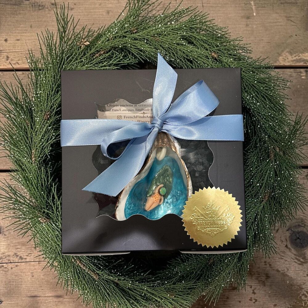 Coastal Oyster Shell Swimmer Hanging Ornament Handmade Nautical Gift, Gift Boxed